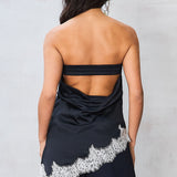 Strapless Satin Lace Trim Top