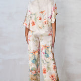 Floral Print Dolman Sleeve Top & Wide Leg Pants Set