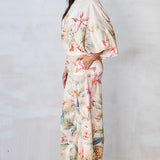 Floral Print Dolman Sleeve Top & Wide Leg Pants Set