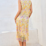 Pleated Fringe Floral Top & Skirt Set (SKIRTS ONLY)