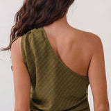One-Shoulder Draped Top & Wide-Leg Pants (TOP ONLY)