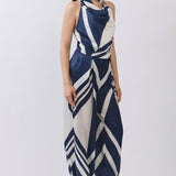 Satin Halter Neck Top & Wide-Leg Pants Set with Tie Detail
