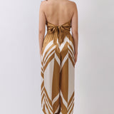 Satin Halter Neck Top & Wide-Leg Pants Set with Tie Detail