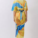 Short Dolman Sleeve Cropped Top & Ruched Slit Skirt Two-Piece Set