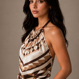 Geometric Print Halter Scarf Top
