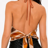 Geometric Print Halter Scarf Top