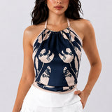 Satin Floral Print Halter Top