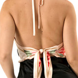 Floral Satin Halter Scarf Top