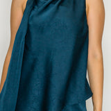 Draped Halter Top & Satin Wide Leg Pants