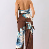 Floral Halter Top & Wide-Leg Pants Set