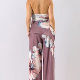 Floral Halter Top & Wide-Leg Pants Set