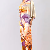 Floral Satin Blouse & Wide Pants Set
