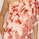 Floral One-Shoulder Top & Wide Leg Pants Set