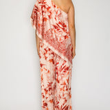 Floral One-Shoulder Top & Wide Leg Pants Set