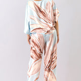 Floral Satin Blouse & Wide Pants Set