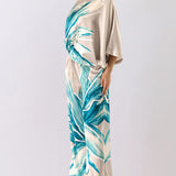 Floral Satin Blouse & Wide Pants Set
