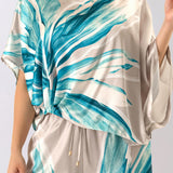 Floral Satin Blouse & Wide Pants Set