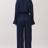 Soft Drape Wrap Blouse & Wide Leg Pants Set