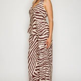 Zebra Print Halter Peplum Top & Wide-Leg Pant Set