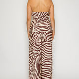 Zebra Print Halter Peplum Top & Wide-Leg Pant Set