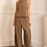 Pinstripe Button-Front Sleeveless Top (TOP ONLY)