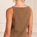 Pinstripe Button-Front Sleeveless Top (TOP ONLY)