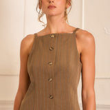 Pinstripe Button-Front Sleeveless Top (TOP ONLY)