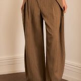 Pinstripe Wide-Leg Panel Pants (PANTS ONLY)