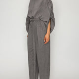 Ruched Sleeve Blouse & Pleated Belted Pants Set
