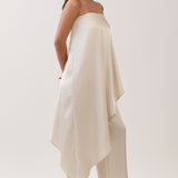 Strapless Draped Top & Wide-Leg Pants Set