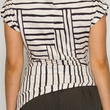 Geo Stripe Draped Top & Wrap Wide-Leg Pants Set (TOP ONLY)