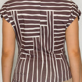 Geo Stripe Draped Top & Wrap Wide-Leg Pants Set (TOP ONLY)