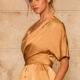 Jacquard Surplice Draped Top