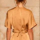 Jacquard Surplice Draped Top