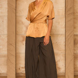 Jacquard Surplice Draped Top