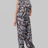Abstract Print One Shoulder Top & Tie-Ankle Jogger Pants Set