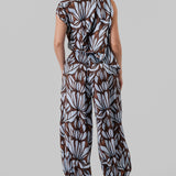 Abstract Print One Shoulder Top & Tie-Ankle Jogger Pants Set