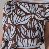 Abstract Print One Shoulder Top & Tie-Ankle Jogger Pants Set