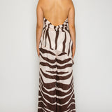 Zebra Print Halter Top & Wide-Leg Pants Set