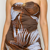 Strapless Tube Top & Wrap Wide-Leg Pant Set