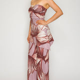 Strapless Tube Top & Wrap Wide-Leg Pant Set