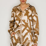 Satin Abstract Print Shirt & Shorts Set