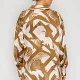Satin Abstract Print Shirt & Shorts Set