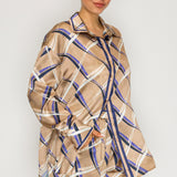 Satin Abstract Print Shirt & Shorts Set