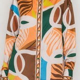 Satin Abstract Print Shirt & Shorts Set