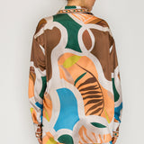 Satin Abstract Print Shirt & Shorts Set