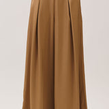 Strapless Ruched Peplum Satin Top & Wide Leg Pants