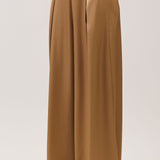 Strapless Ruched Peplum Satin Top & Wide Leg Pants