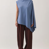 Asymmetric Draped Cape Blouse