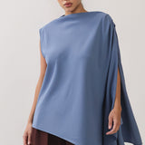 Asymmetric Draped Cape Blouse